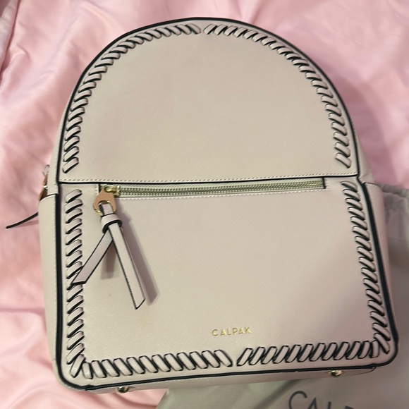 Calpak Handbags - Calpak Cream and Black Backpack with Modern Design